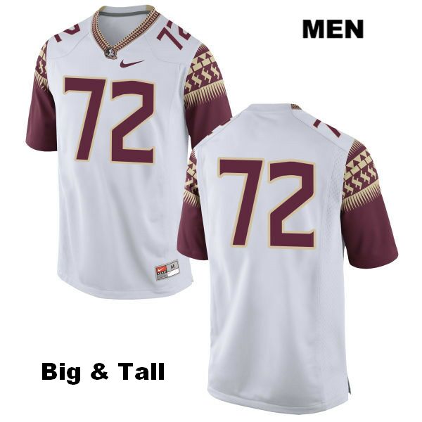Men's NCAA Nike Florida State Seminoles #72 Mike Arnold College Big & Tall No Name White Stitched Authentic Football Jersey SVC8369AW
